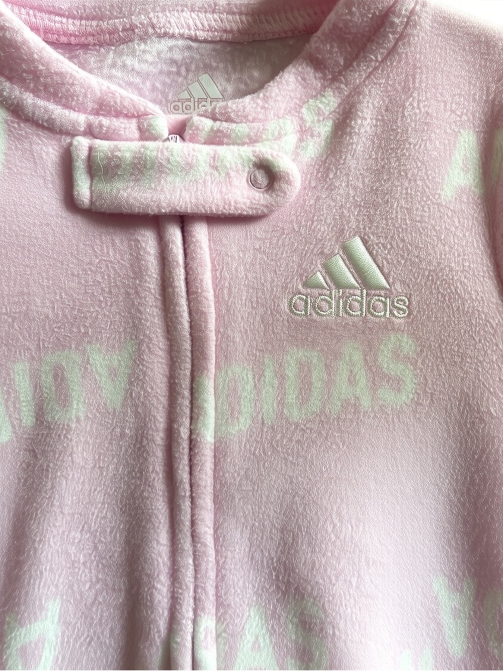 ADIDAS Baby Girl Pink Fleece Footies 6M - Picture 2 of 2